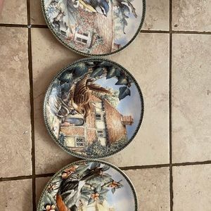 Three beautiful bird plates